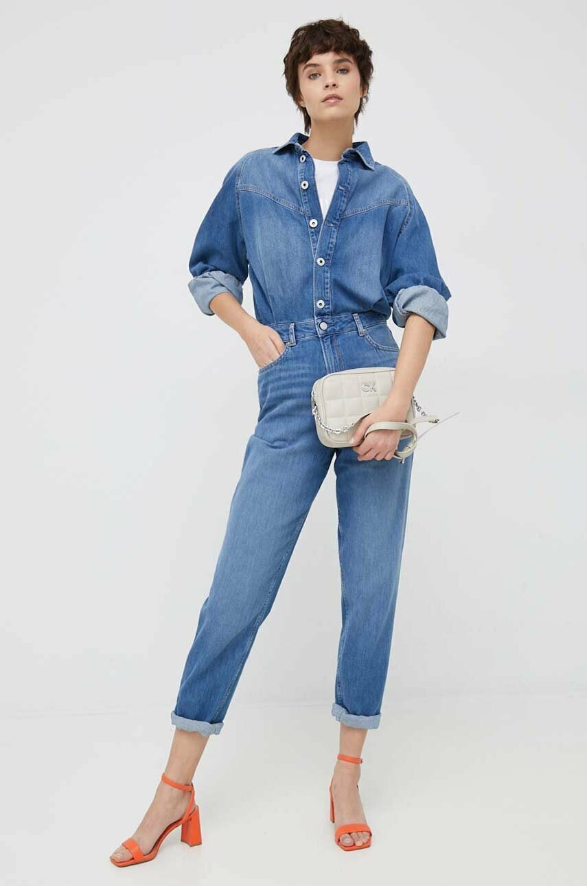 

Комбінезон Pepe Jeans колір синій з коміром