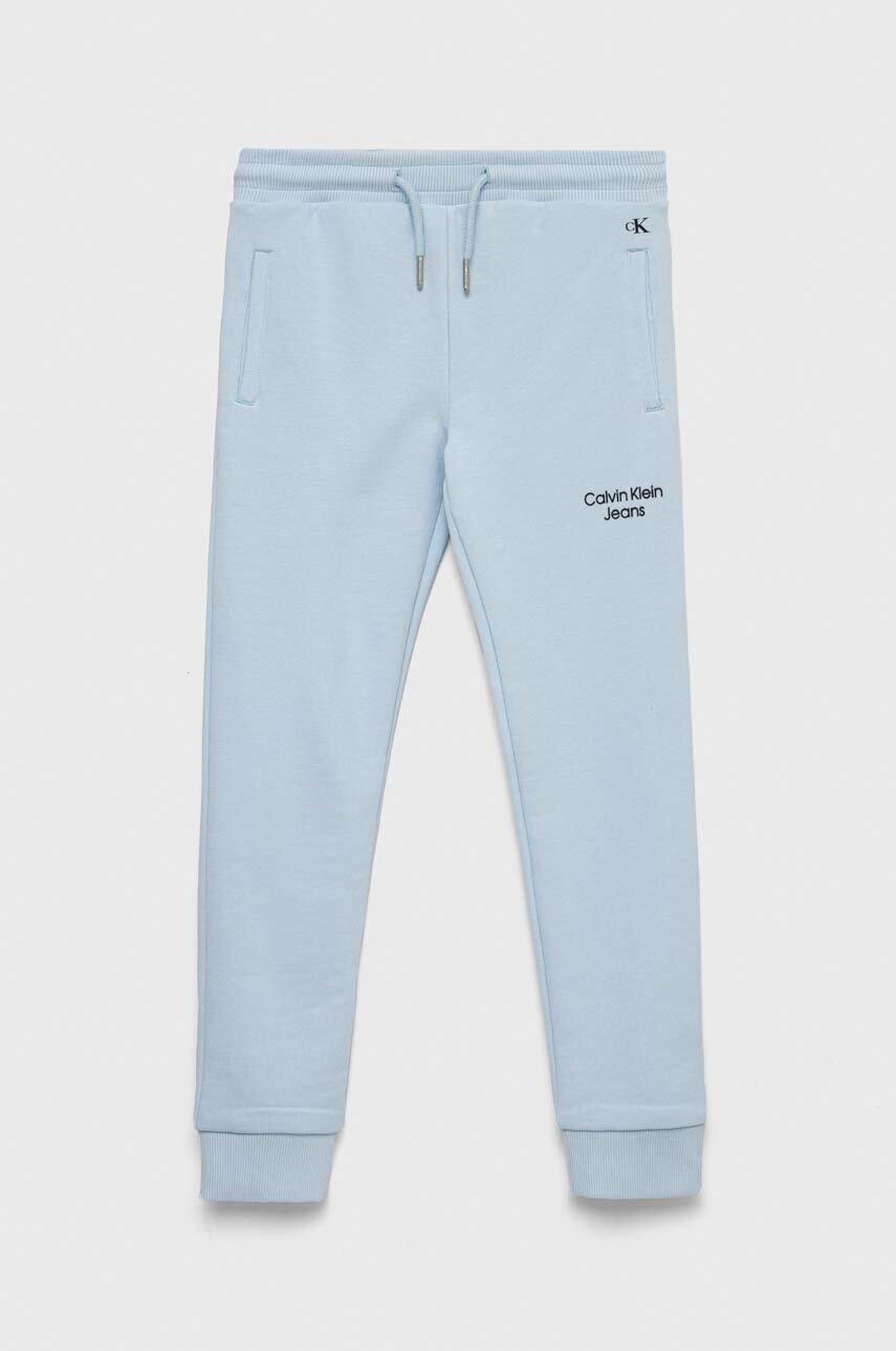 

Детски спортен панталон Calvin Klein Jeans в синьо с изчистен дизайн, Син