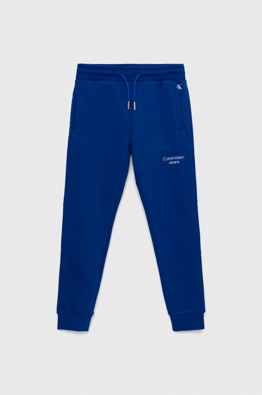 

Детски спортен панталон Calvin Klein Jeans в тъмносиньо с изчистен дизайн, Тъмносин