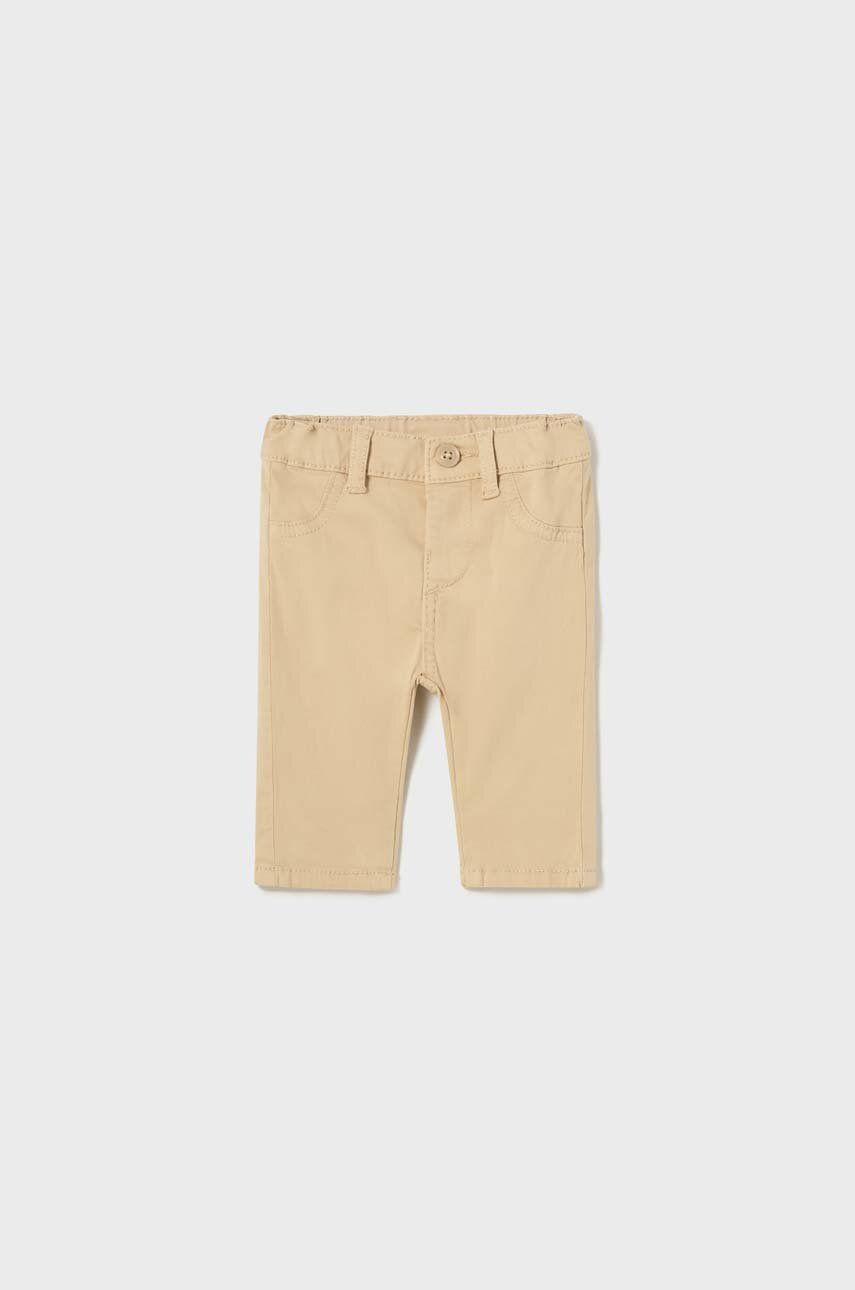 Kojenecké kalhoty Mayoral Newborn béžová barva, hladké - béžová -  98 % Bavlna