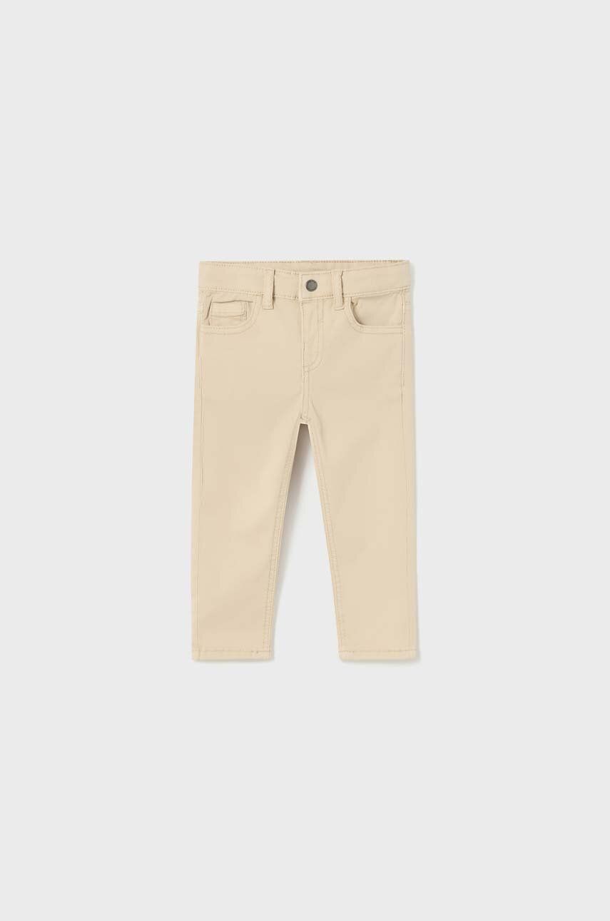 Kojenecké kalhoty Mayoral béžová barva, hladké - béžová -  100 % Bavlna