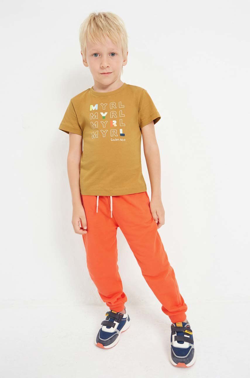 Dětské kalhoty Mayoral oranžová barva, hladké - oranžová -  58 % Bavlna