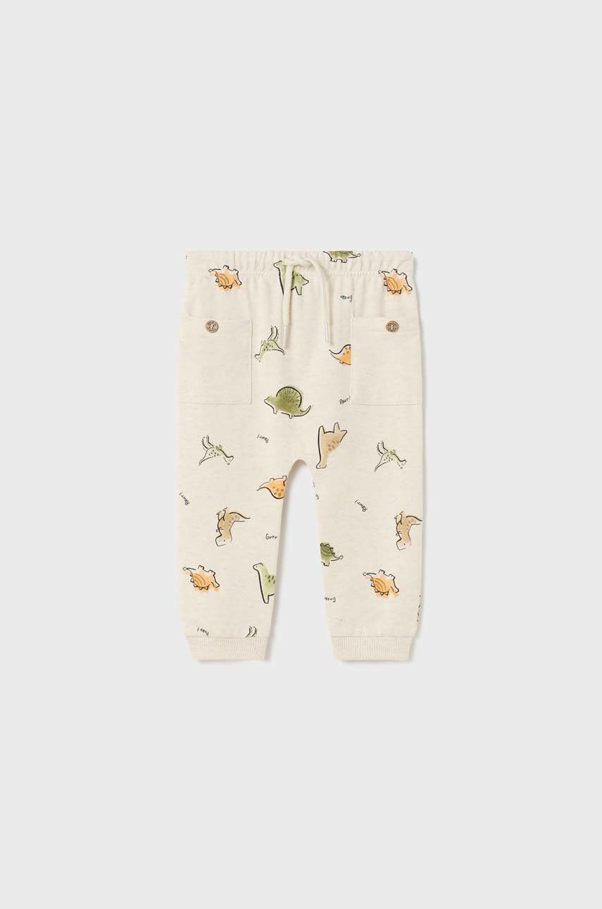 Mayoral Pantaloni Bebe Culoarea Bej, Cu Imprimeu