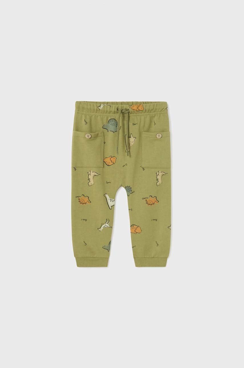 Mayoral pantaloni bebe culoarea verde, cu imprimeu