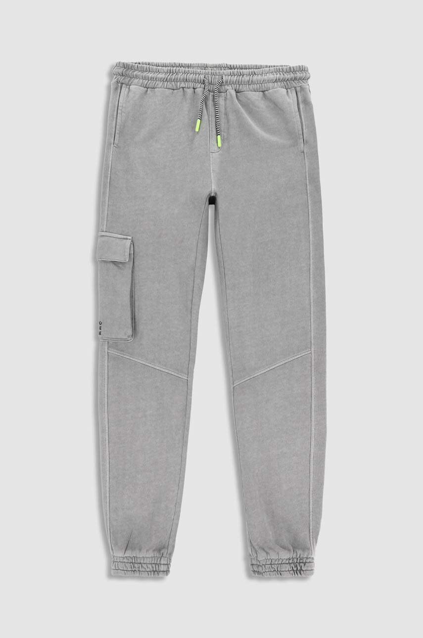 Coccodrillo pantaloni de trening din bumbac pentru copii culoarea gri, neted