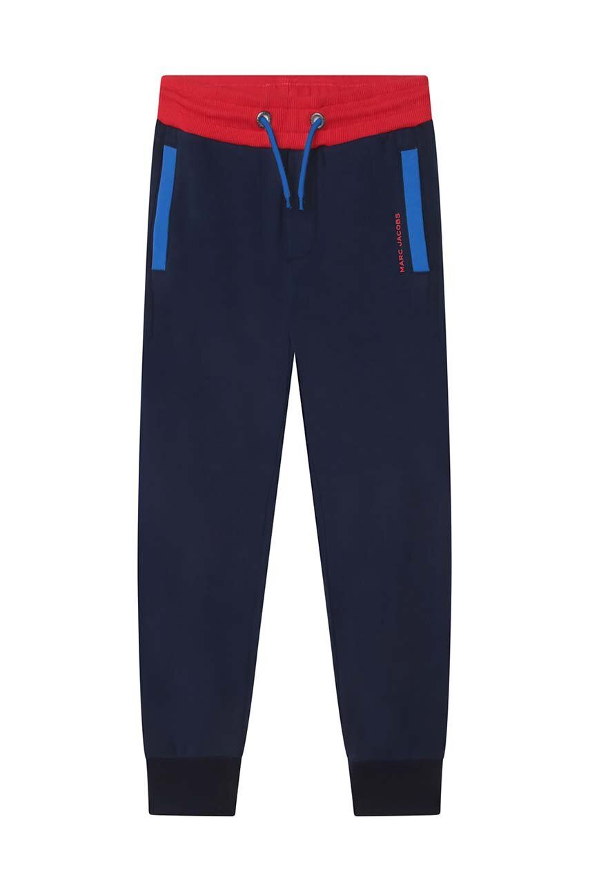 Marc Jacobs pantaloni de trening din bumbac pentru copii culoarea albastru marin, cu imprimeu