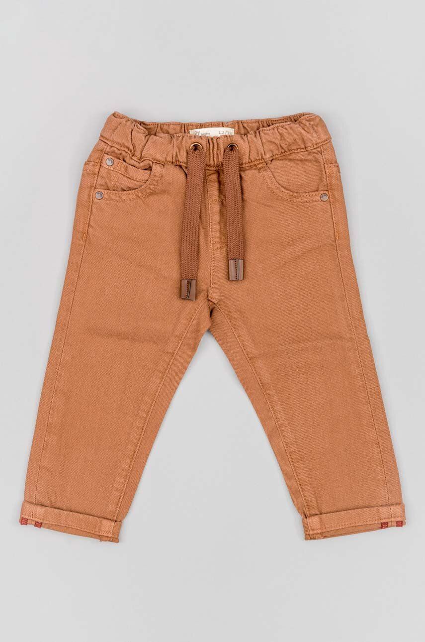 E-shop Kojenecké kalhoty zippy hnědá barva, hladké