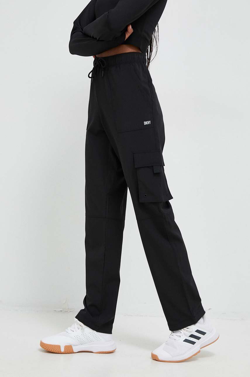 Dkny pantaloni femei, culoarea negru, neted Pret Mic answear.ro imagine noua gjx.ro