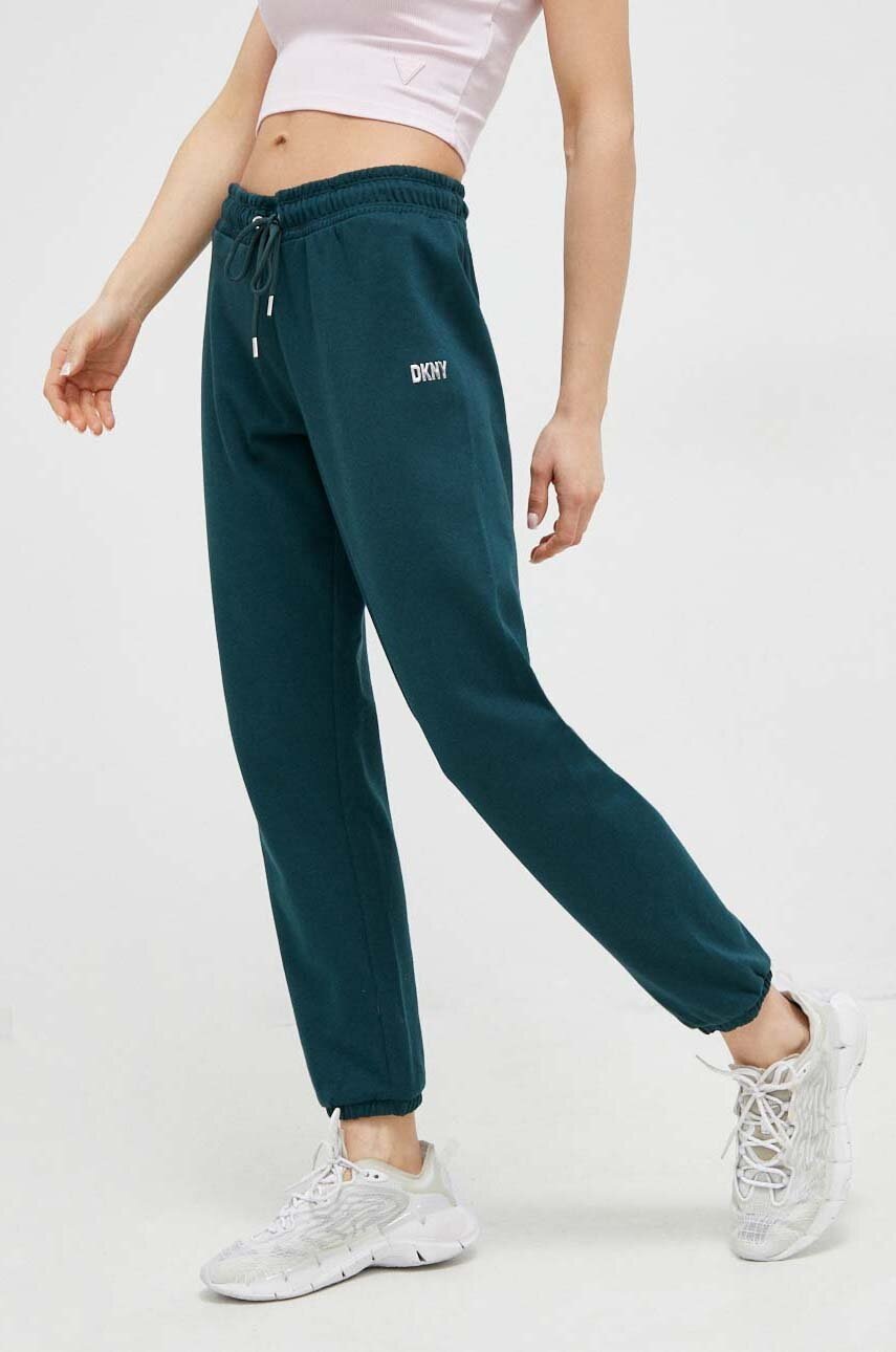 Dkny Pantaloni De Trening Culoarea Verde, Cu Imprimeu