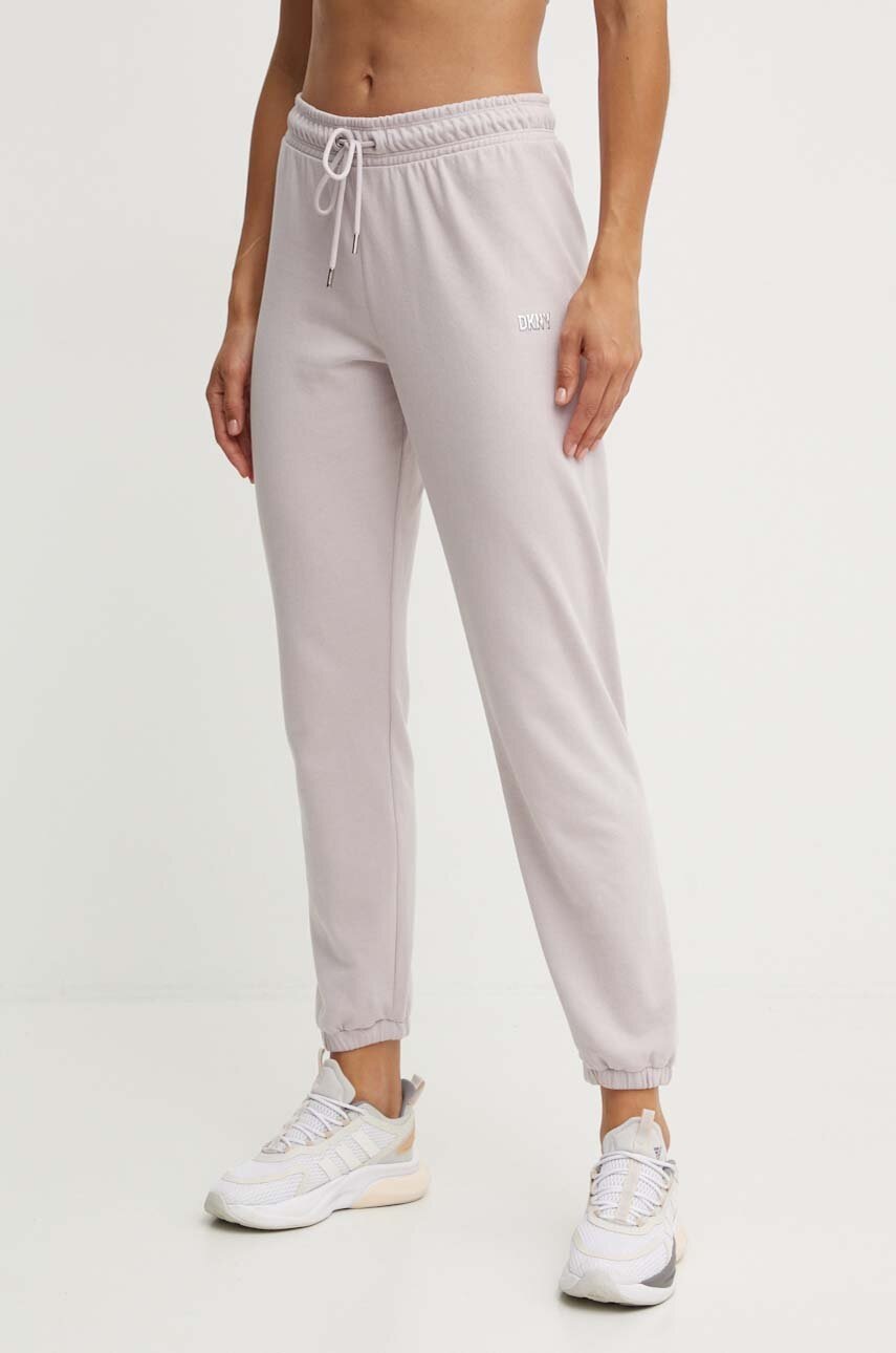 Dkny pantaloni de trening culoarea violet, cu imprimeu