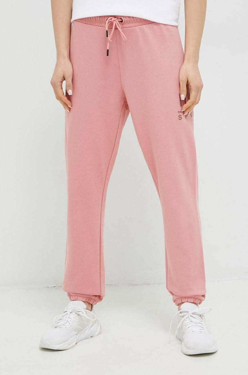 Dkny Pantaloni De Trening Culoarea Roz, Cu Imprimeu