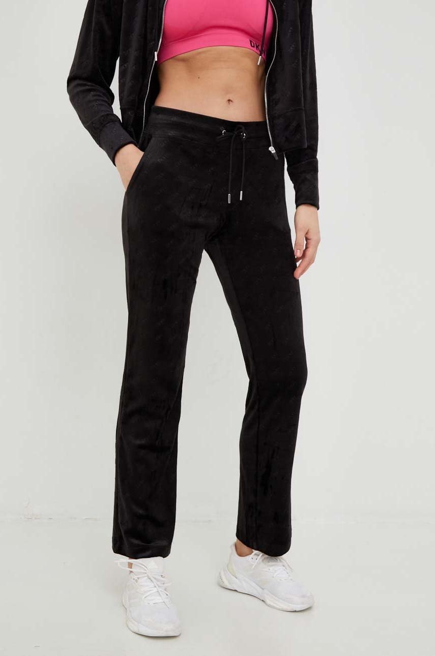 Dkny pantaloni de trening femei, culoarea negru, cu imprimeu