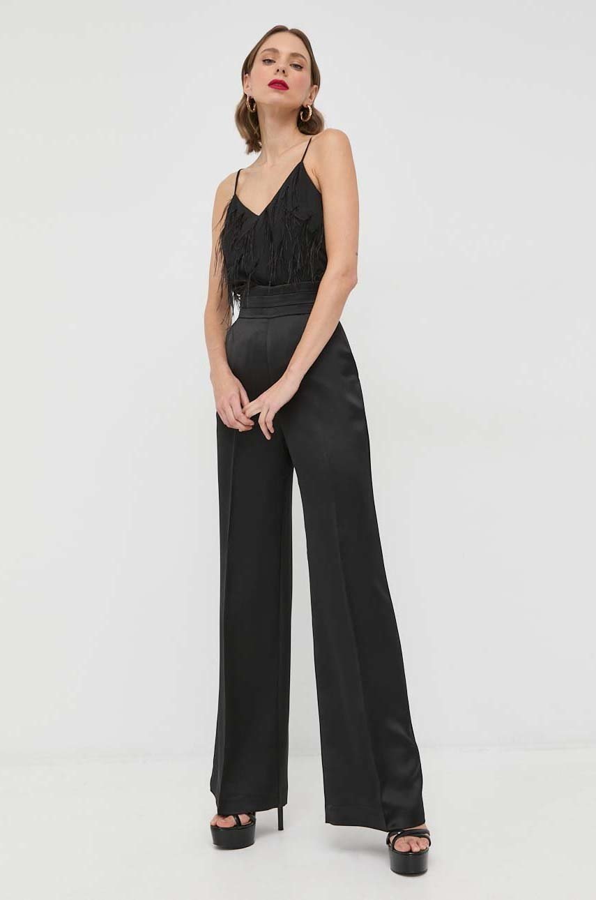

Панталон Marciano Guess Great Gatsby в черно с широка каройка, с висока талия, Черен