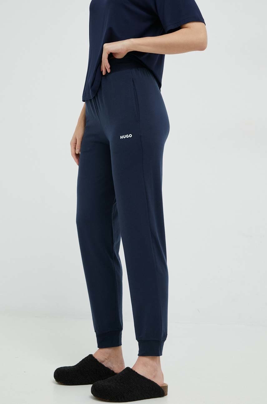 Hugo pantaloni de trening femei, culoarea albastru marin, neted