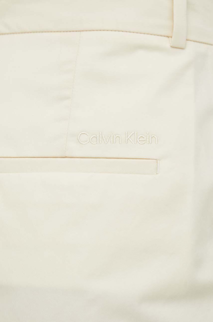 Hlače Calvin Klein za žene, boja: bež, ravni kroj, visoki struk