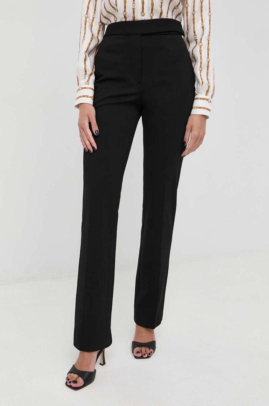 Levně Kalhoty Victoria Beckham dámské, černá barva, jednoduché, high waist