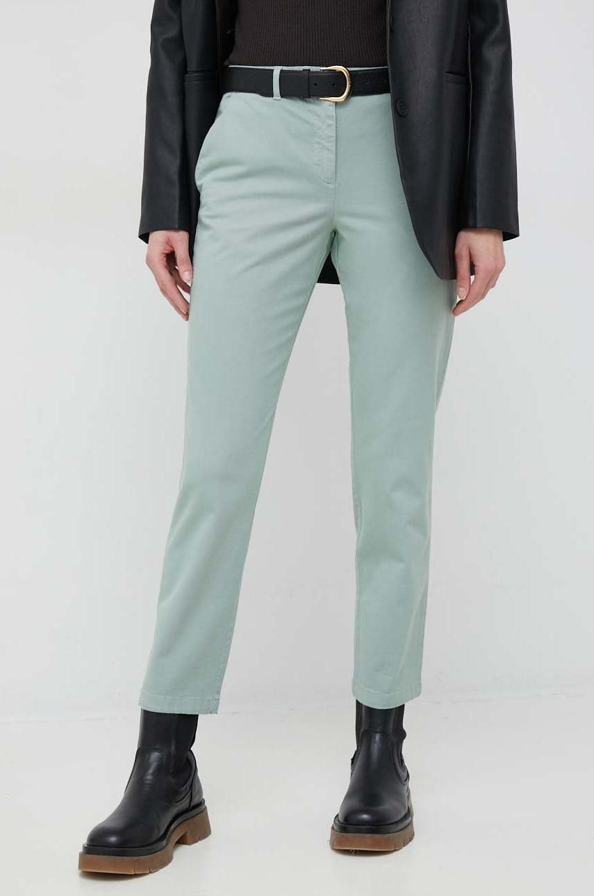 PS Paul Smith pantaloni femei, culoarea verde, mulata, high waist