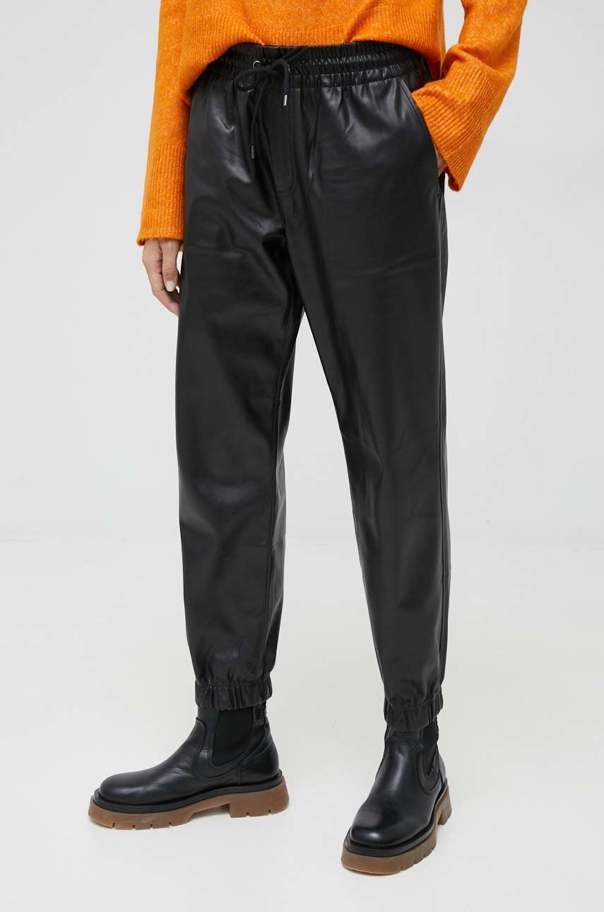 Kalhoty GAP dámské, černá barva, high waist - černá -  Hlavní materiál: 100 % Polyester Po