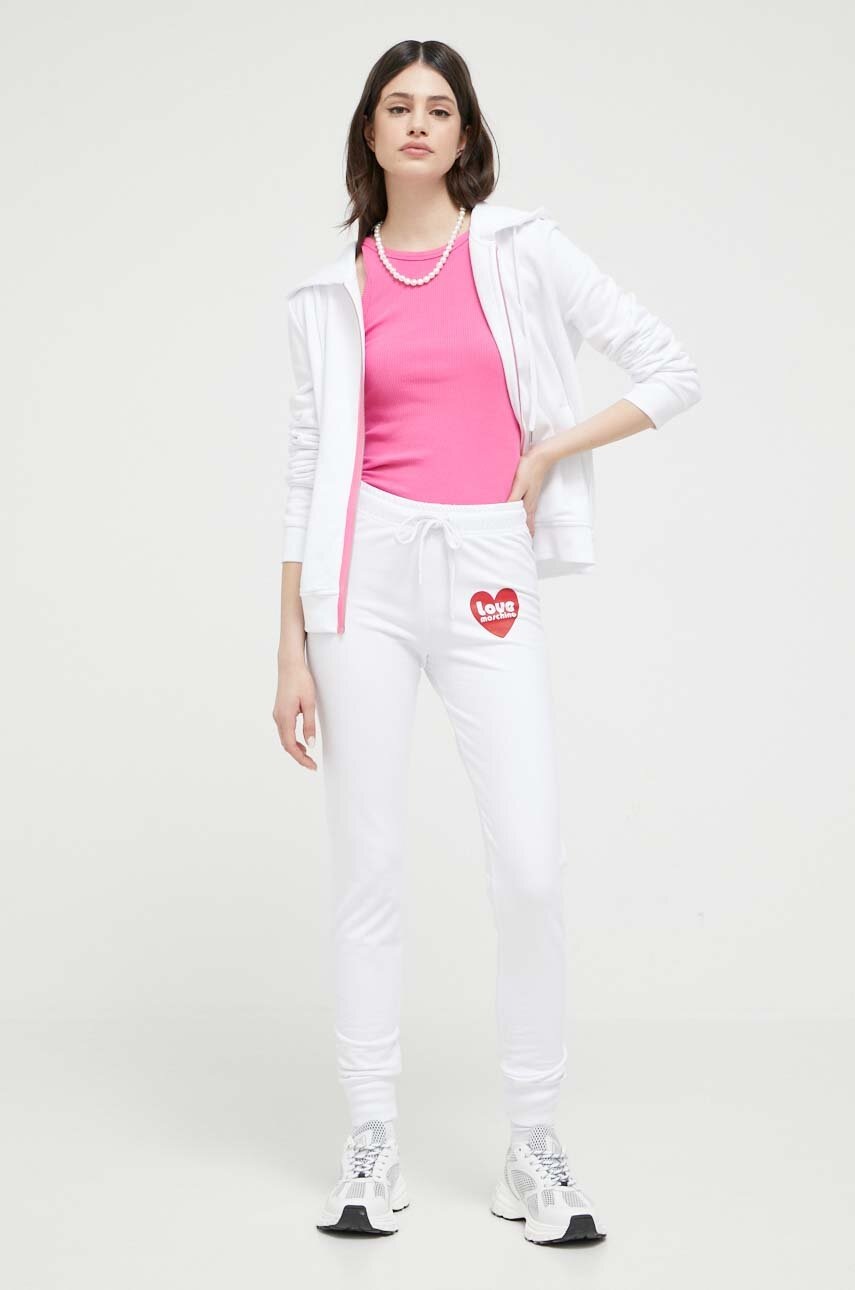 Παντελόνι φόρμας Love Moschino χρώμα: άσπρο φωτογραφία