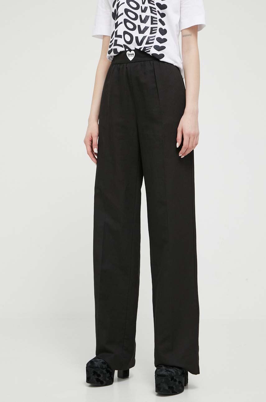 Love Moschino pantaloni din amestec de in culoarea negru, drept, high waist 2023 ❤️ Pret Super answear imagine noua 2022