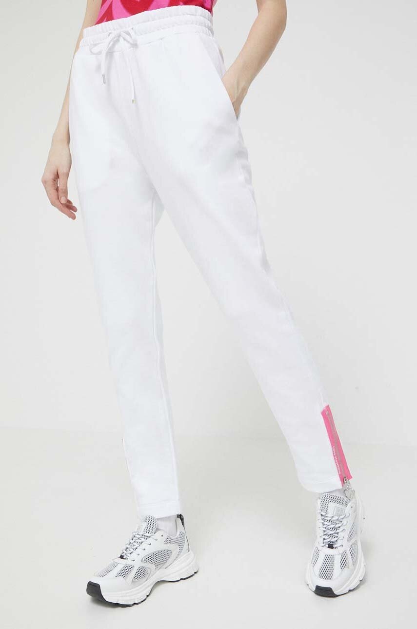 Love Moschino Pantaloni De Trening Din Bumbac Culoarea Alb, Neted