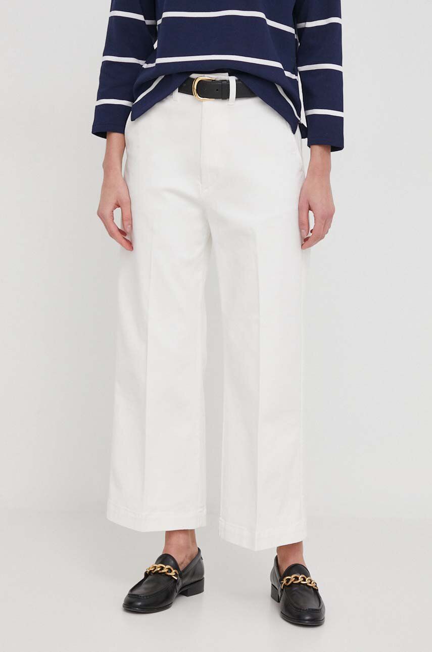 Levně Kalhoty Polo Ralph Lauren dámské, béžová barva, široké, high waist, 211873988