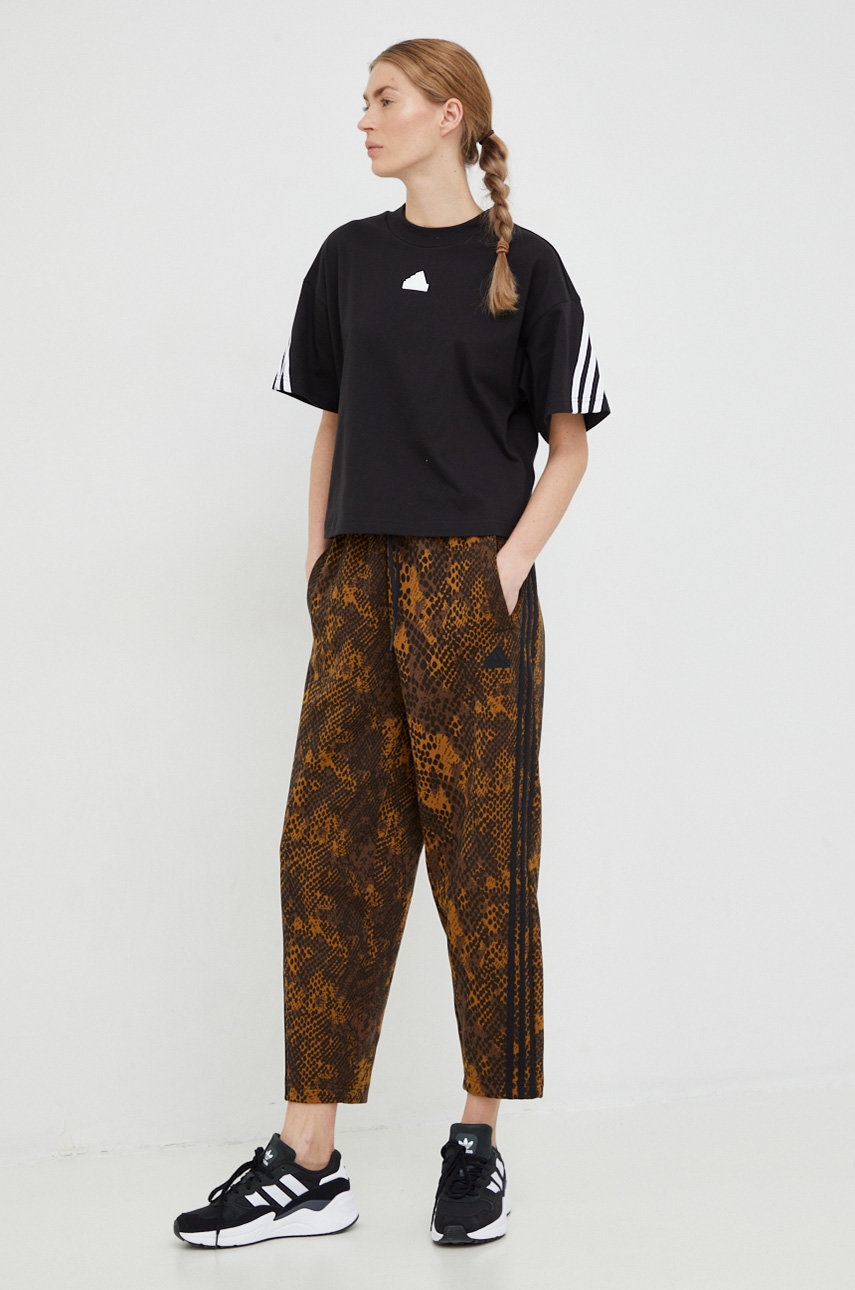 Adidas pantaloni de trening femei, culoarea maro, modelator