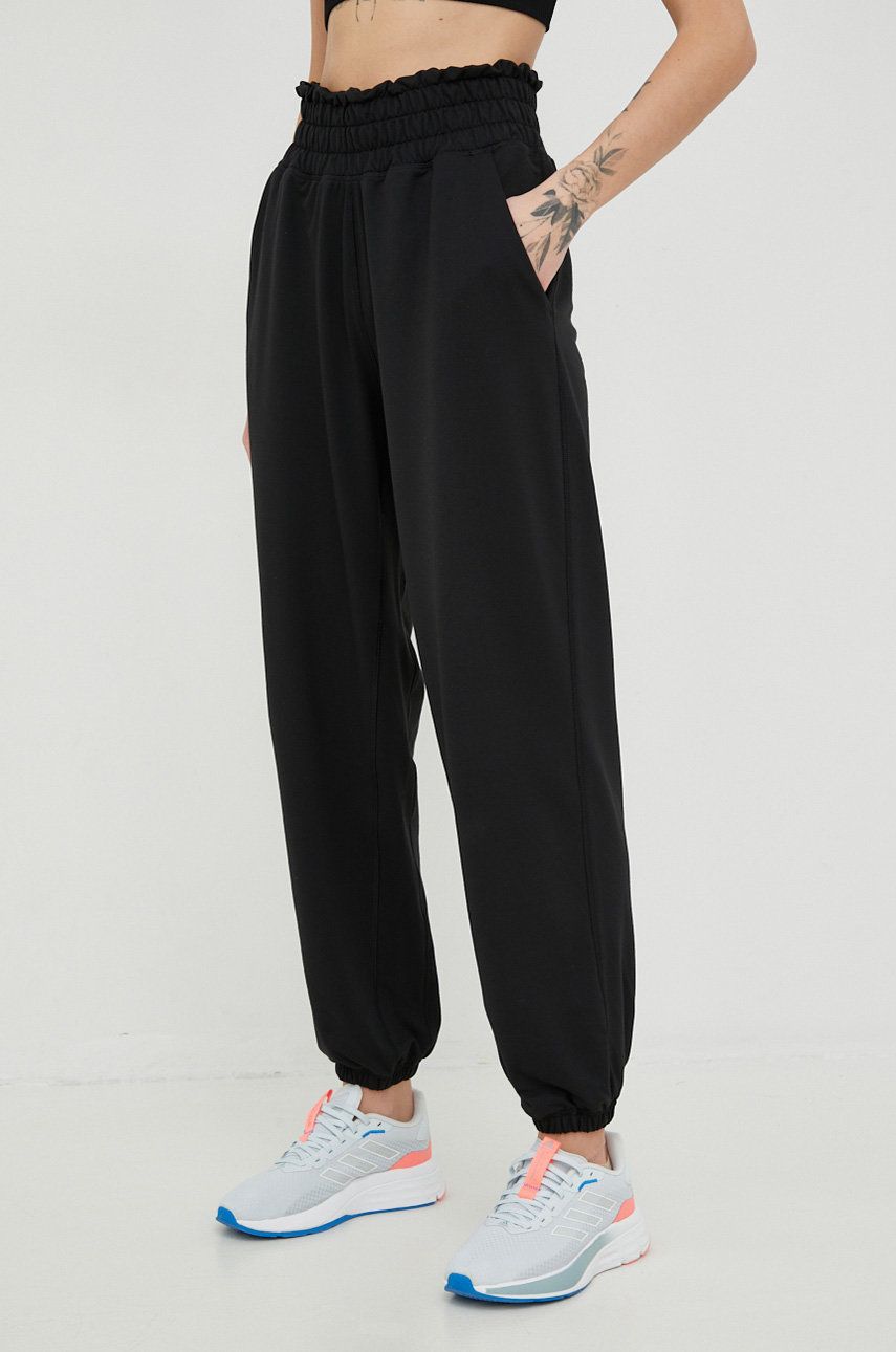Adidas Performance pantaloni de yoga Yoga Studio femei, culoarea negru, neted