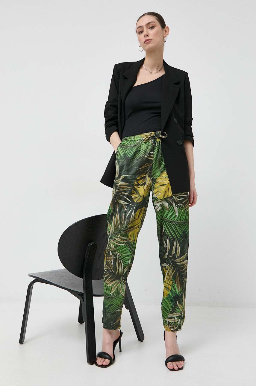 E-shop Kalhoty Guess VIOLA dámské, zelená barva, jednoduché, high waist, W3GB13 WD8G2
