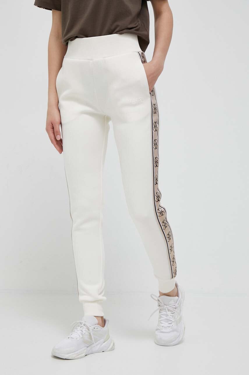 Guess spodnie dresowe BRITNEY kolor beżowy z aplikacją V2YB15 KB3P2