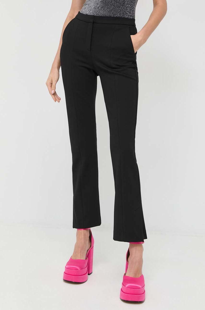 Karl Lagerfeld pantaloni femei, culoarea negru, drept, high waist