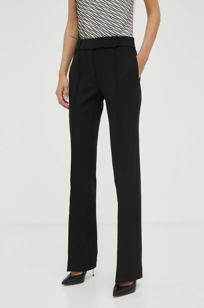 Kalhoty MICHAEL Michael Kors dámské, černá barva, jednoduché, medium waist - černá -  92 % Poly