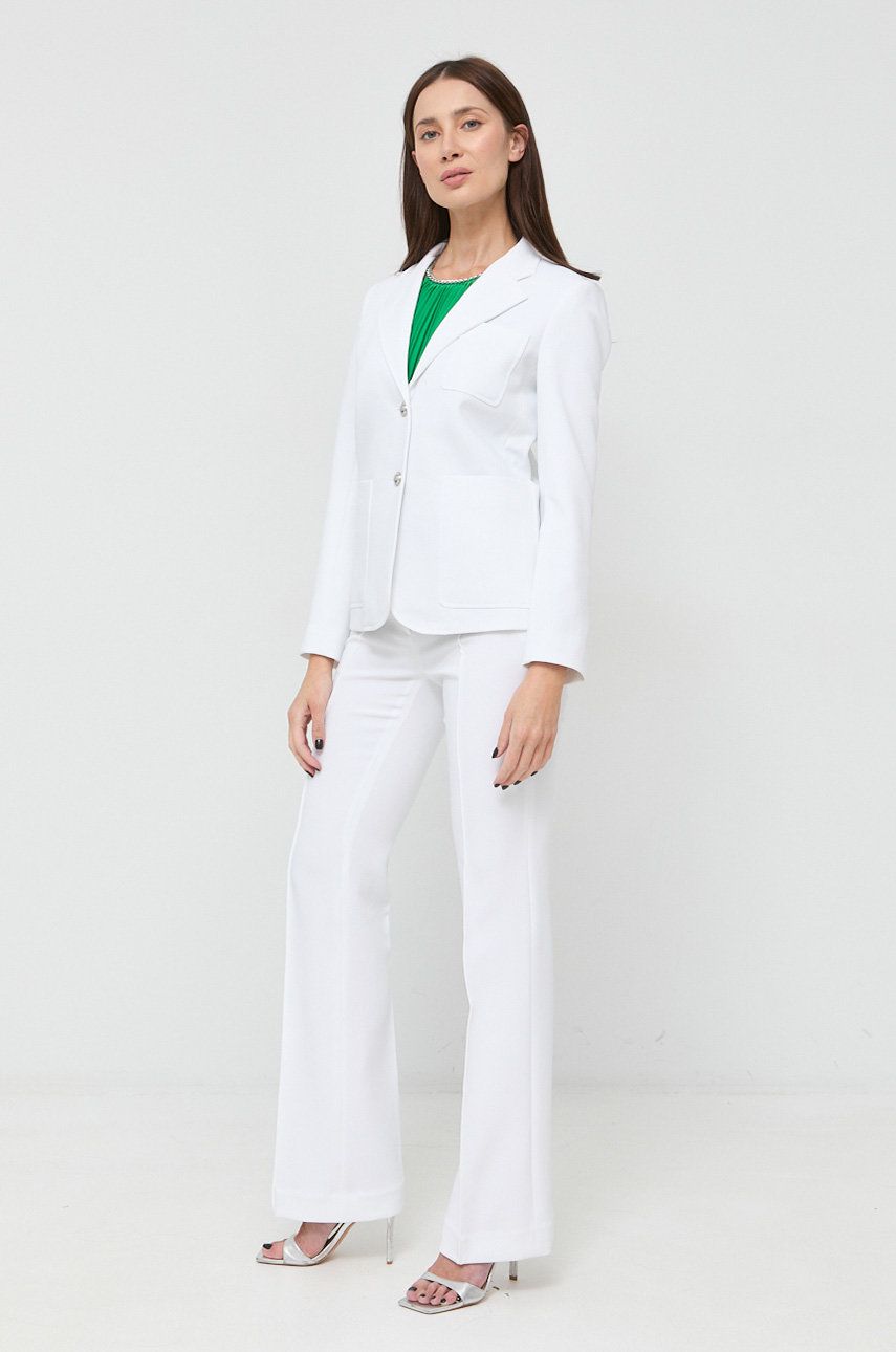 Kalhoty MICHAEL Michael Kors dámské, bílá barva, jednoduché, medium waist - bílá -  92 % Polyes
