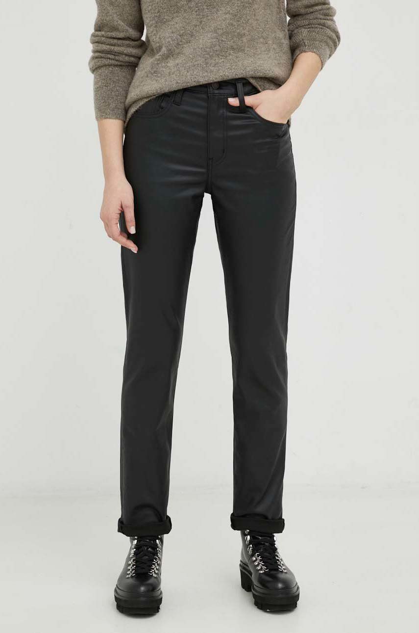 Levi’s pantaloni femei, culoarea negru, drept, high waist answear.ro