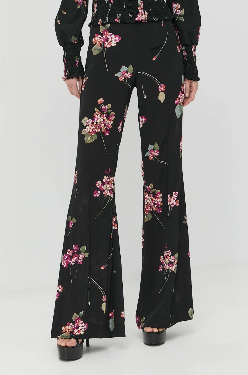 Kalhoty Twinset dámské, černá barva, zvony, high waist - černá -  100 % Viskóza