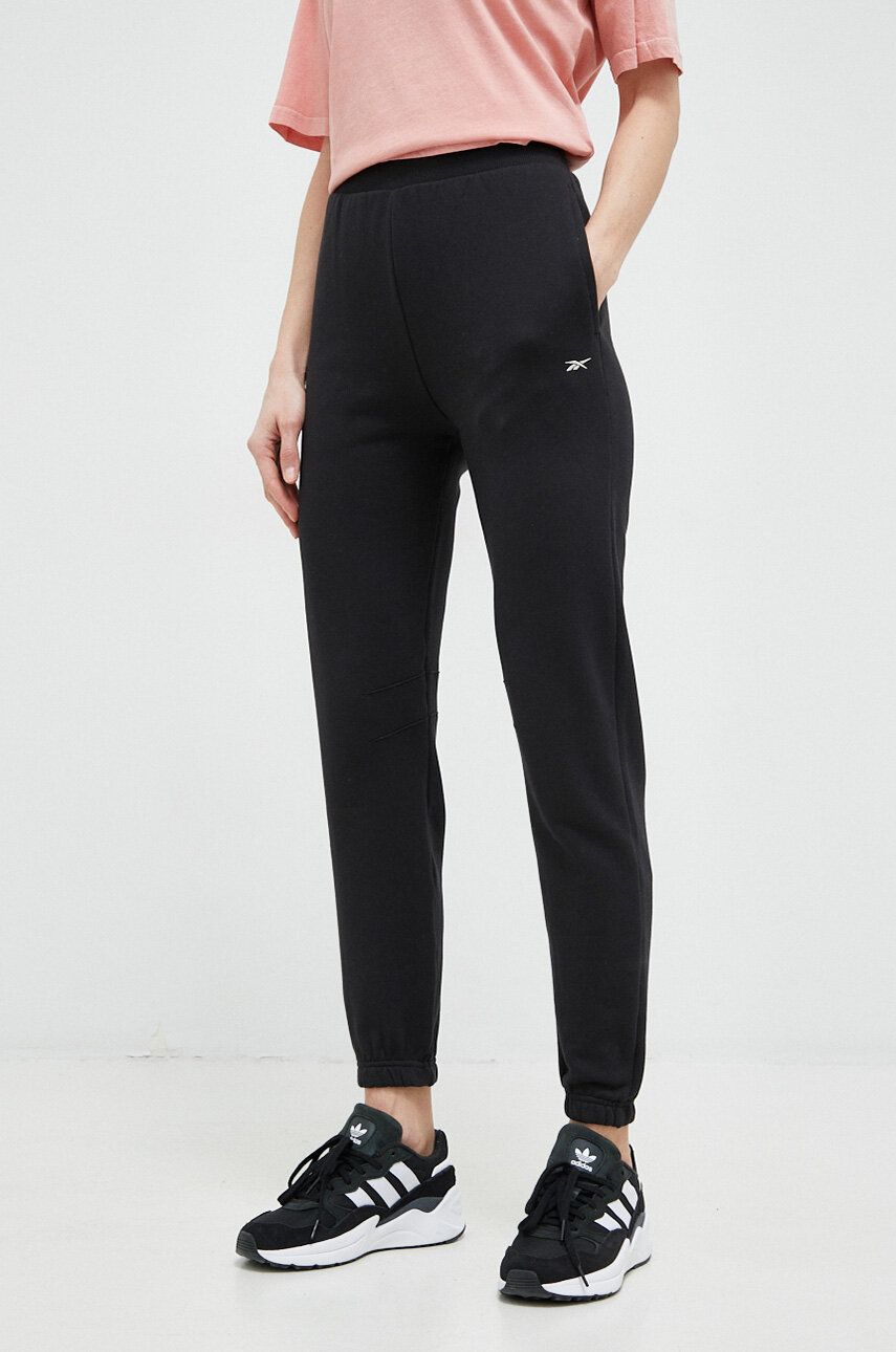 Reebok Classic pantaloni de trening din bumbac culoarea negru, neted answear.ro