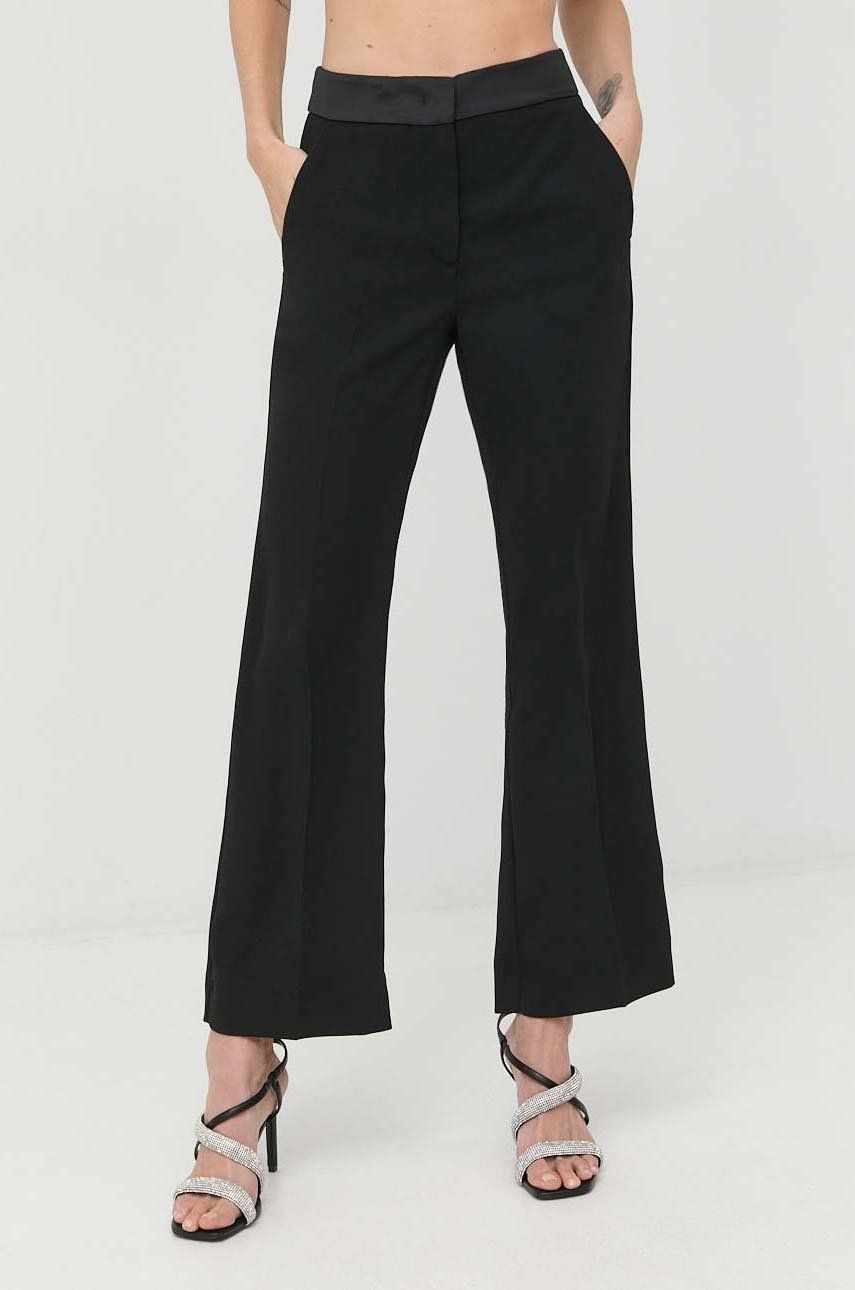 Kalhoty Marella dámské, černá barva, jednoduché, medium waist - černá -  100 % Polyester