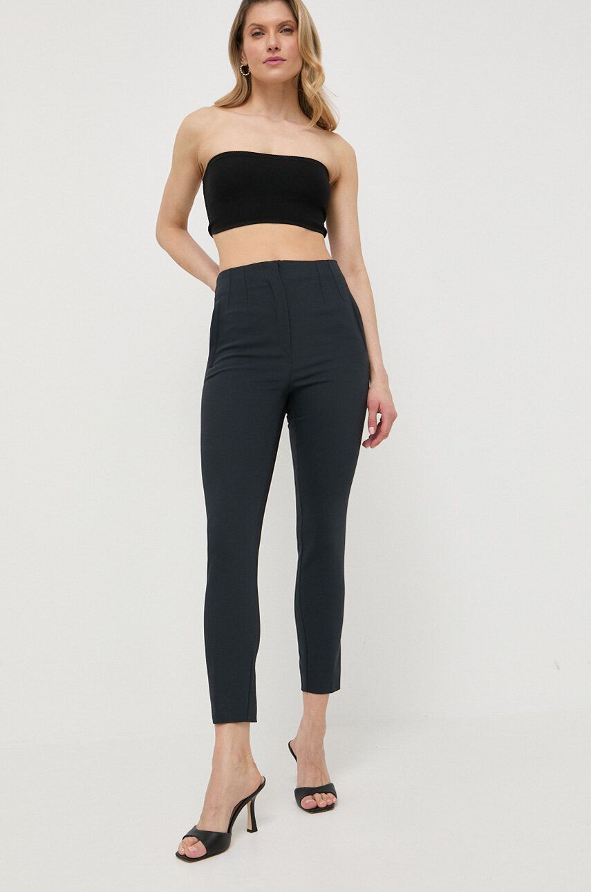 Marella Pantaloni Femei, Culoarea Albastru Marin, Mulata, High Waist