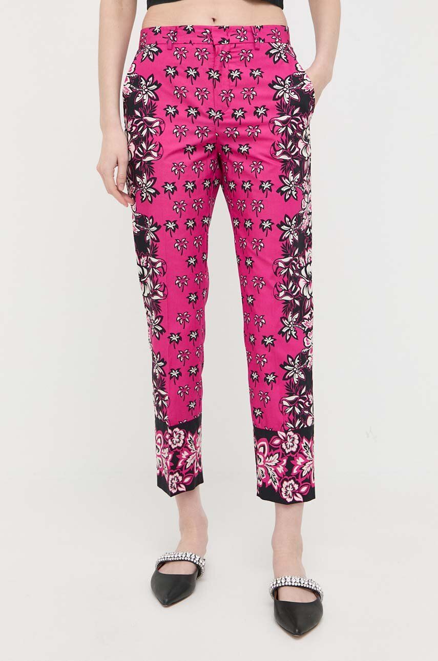 E-shop Bavlněné kalhoty Red Valentino fialová barva, fason cargo, medium waist