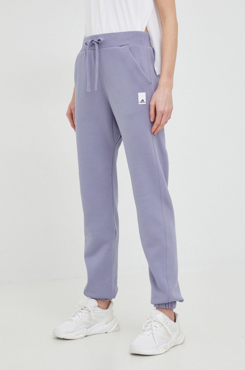 Adidas Pantaloni De Trening Femei, Culoarea Violet, Neted