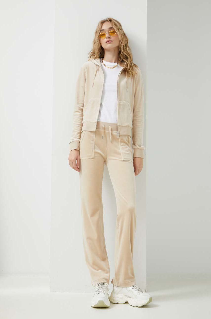 Juicy Couture spodnie dresowe Del Ray damskie kolor beżowy gładkie