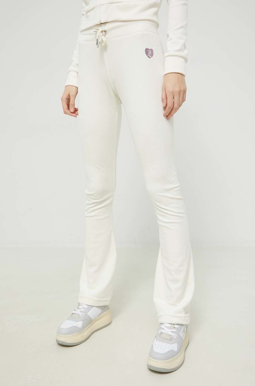 Juicy Couture Pantaloni De Trening Elodie Femei, Culoarea Bej, Cu Imprimeu