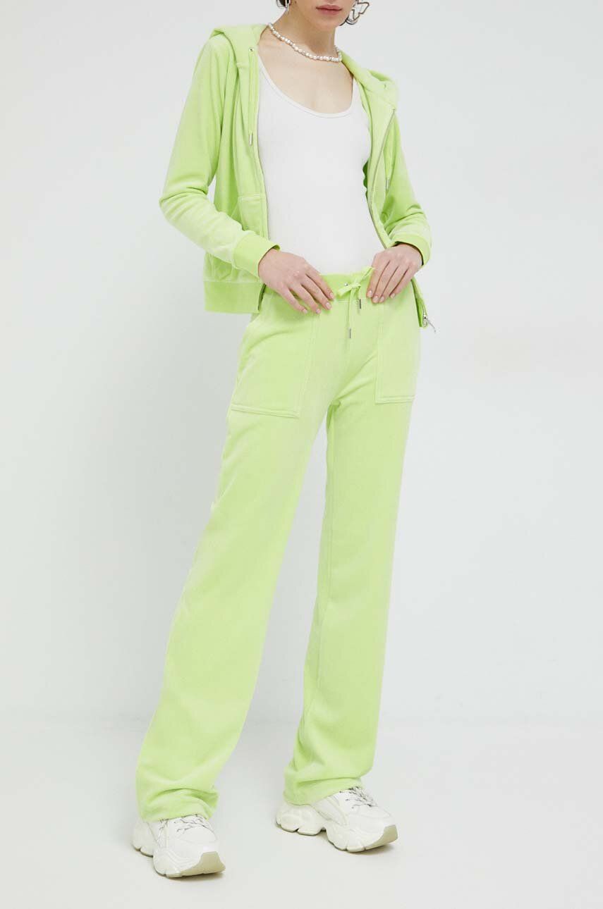 Tepláky Juicy Couture zelená barva, hladké - zelená -  95 % Polyester