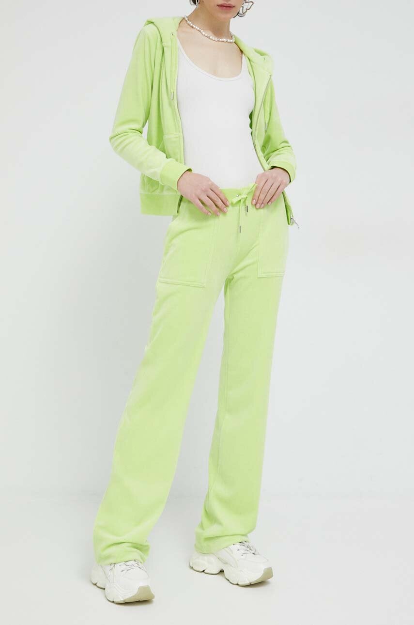 Juicy Couture pantaloni de trening culoarea verde, neted