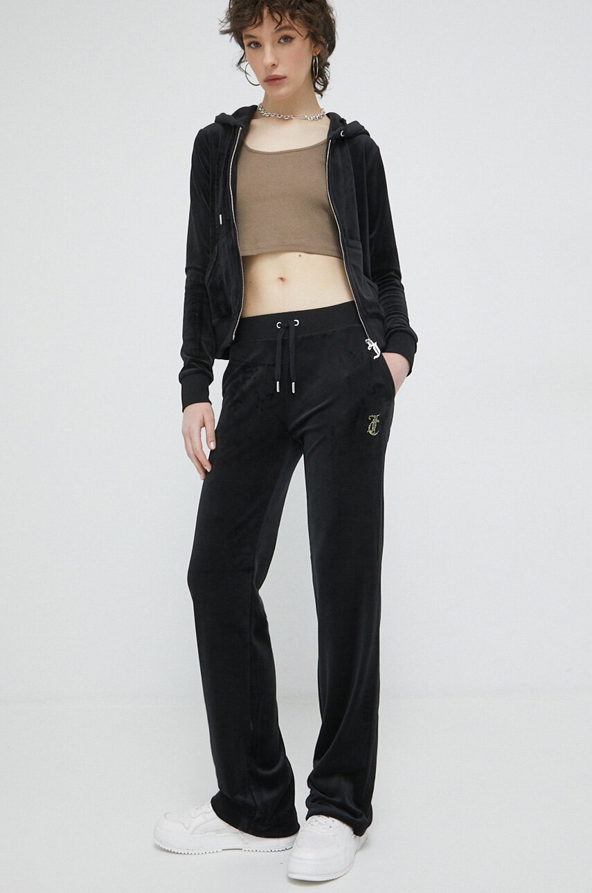 

Спортен панталон Juicy Couture Del Ray в черно с апликация, Черен