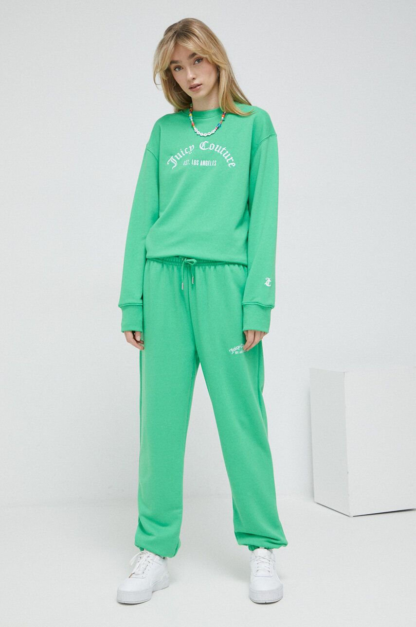 Levně Tepláky Juicy Couture zelená barva, hladké
