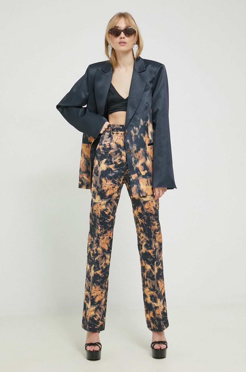 Kalhoty Rotate dámské, černá barva, jednoduché, high waist - černá -  100 % Recyklovaný polyest