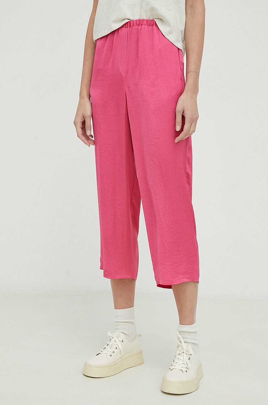 American Vintage pantaloni femei, culoarea roz, drept, high waist american american