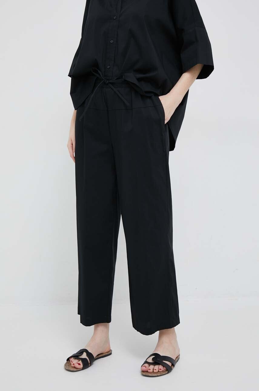 Dkny pantaloni femei, culoarea negru, lat, high waist 2023 ❤️ Pret Super answear imagine noua 2022
