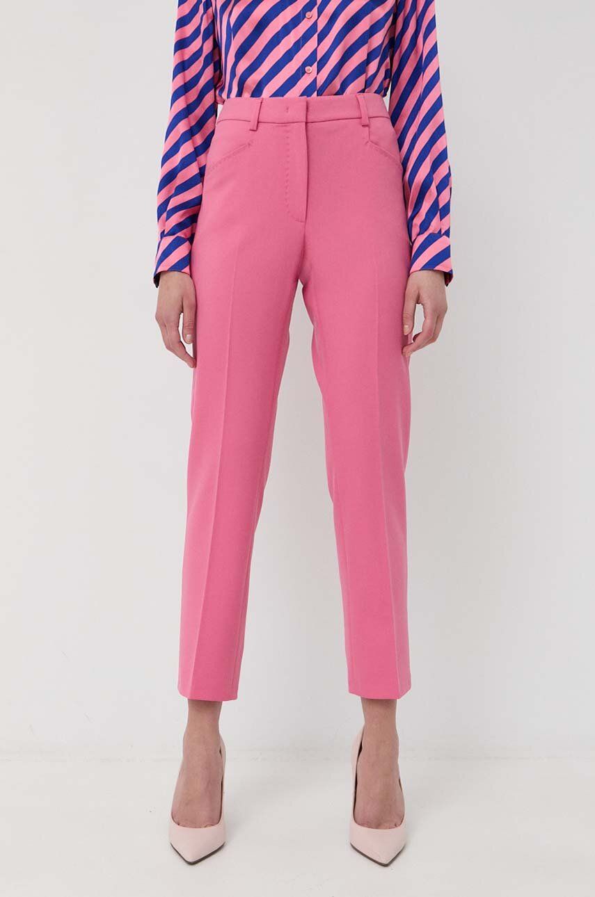 MAX&Co. pantaloni femei, culoarea roz, mulata, high waist Femei 2023-09-26